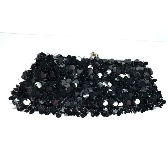 Vintage Clutch Large Beaded & Sequined Evening Bag - Hideable Metal Strap - Picture 3 of 8